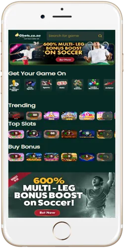 Gbets South Africa mobile betting app on a smartphone